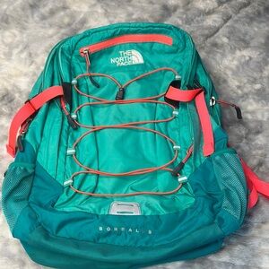 The North Face Teal and Coral Backpack